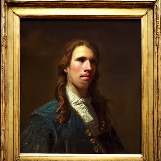 Prompt: Jerma985 in a 1700's Painting, detailed, highly detailed, heroic, epic, complex, very detailed, realistic, HD quality, 8k resolution, body and headshot, Oil Painting, 1700's Painting of Jerma985, 1700's Painting Style, 1700's Painting, Painting, Trending on Artstation