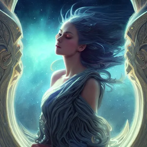 Image similar to star goddess, fine art, awesome fantasy book cover on pinterest, award winning, dark fantasy landscape, fantasy magic, intricate, elegant, sharp focus, cinematic lighting, highly detailed, digital painting, concept art, art by wlop and artgerm and greg rutkowski, masterpiece, trending on artstation, 8 k