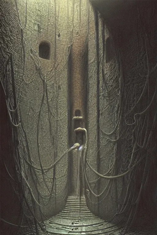 Prompt: down the well by giger, zdzisław beksinski, greg rutkowski