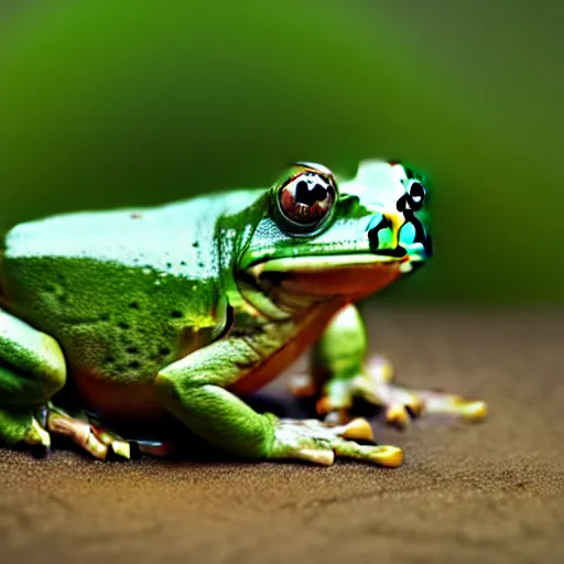 Image similar to beatiful photograph of cute clay frog, simple background, natural lighting, 4 k, award - winning