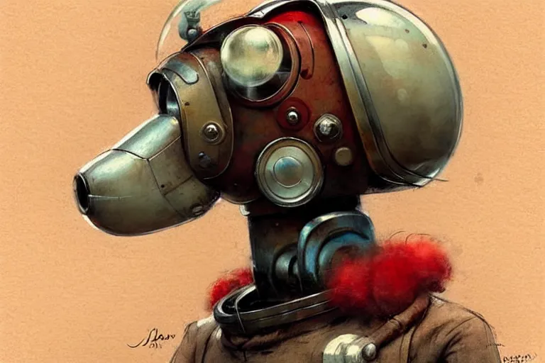 Image similar to adventurer ( ( ( ( ( 1 9 5 0 s retro future robot android dog. muted colors. ) ) ) ) ) by jean baptiste monge!!!!!!!!!!!!!!!!!!!!!!!!! chrome red