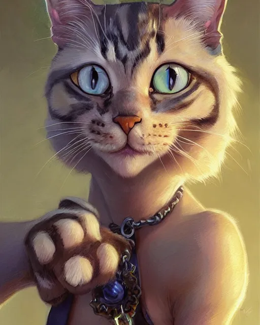 Image similar to ms. fortune the cat | highly detailed | from the pixar film sneaky cats | very intricate | cinematic lighting | award - winning | closeup portrait | by donato giancola and mandy jurgens and charlie bowater | featured on artstation