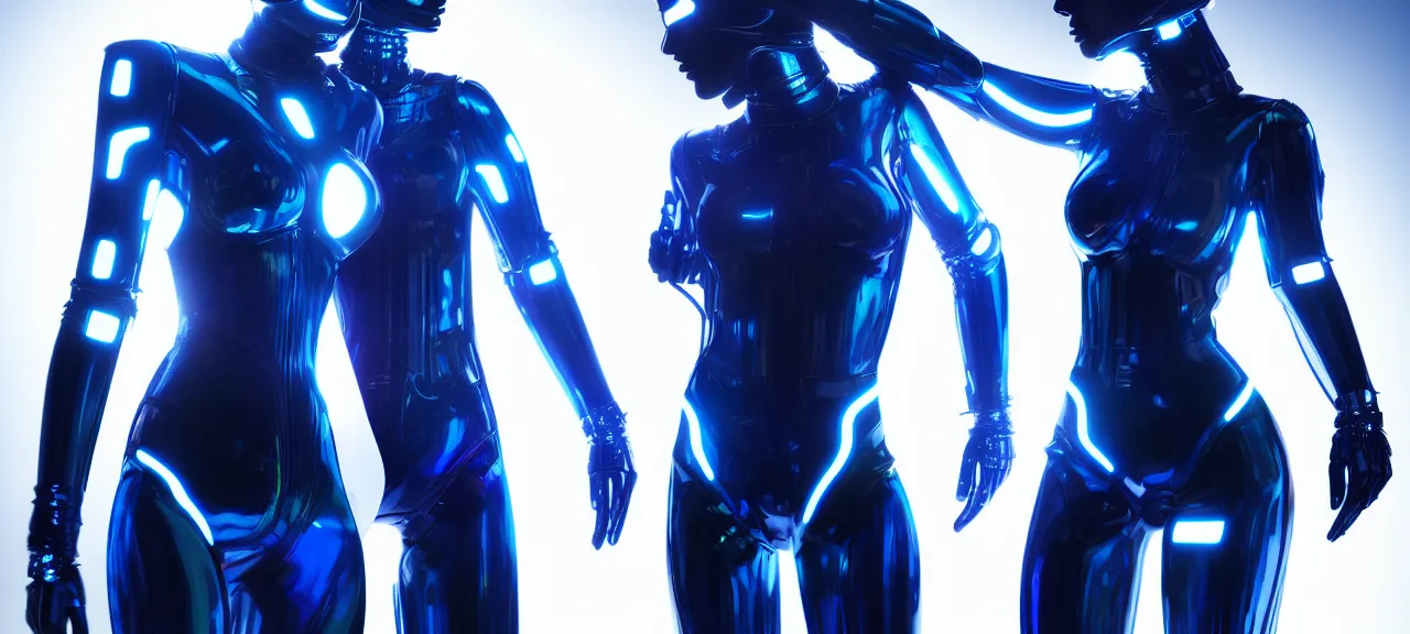 Prompt: beauty, colored humanoid cybersuits, ultrarealistic, dramatic lighting, accurate, photorealism, vivid colors, ultrarealistic, beautiful lighting