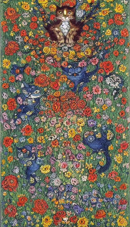 Prompt: life and death mixing together, by louis wain