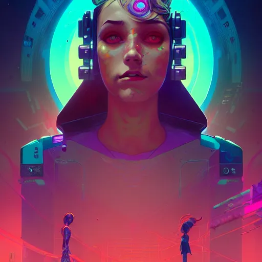 Prompt: a beautiful portrait painting of a ( cyberpunk ) girl by simon stalenhag and pascal blanche and alphonse mucha!! and nekro!! and josan gonzalez. in style of digital art. colorful comic, film noirs, symmetry, brush stroke, vibrating colors, hyper detailed. octane render. trending on artstation