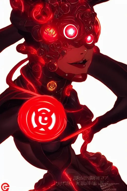 Image similar to anime key visual of a beautiful female red lantern!! intricate, red and black suit, glowing, powers, rage, anger, hate, dc comics, cinematic, stunning, highly detailed, digital painting, artstation, smooth, hard focus, illustration, art by artgerm and greg rutkowski and alphonse mucha