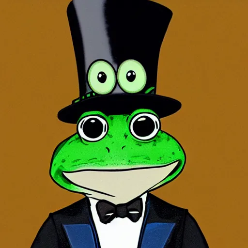 Image similar to a frog with a tophat