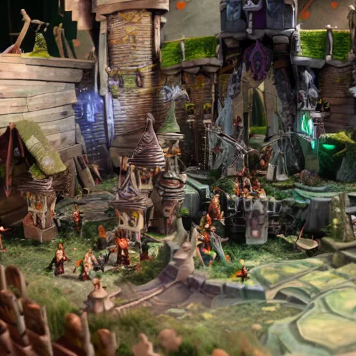 Prompt: a photo of a stopmotion animation filming set of warcraft