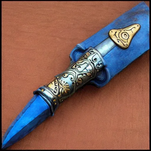 Prompt: blue steampunk dagger