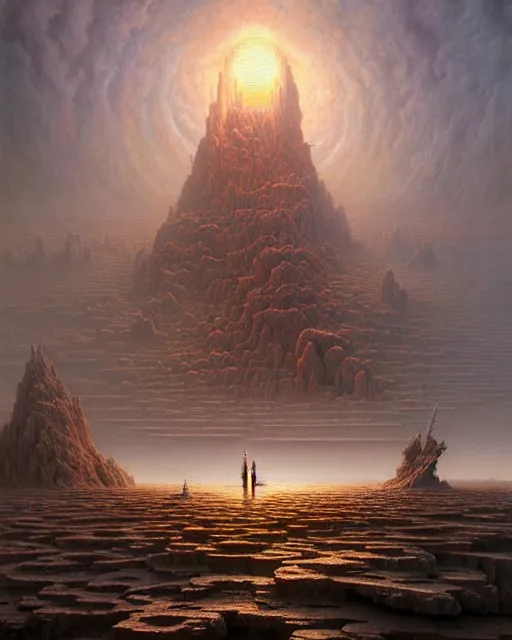 Image similar to a hyper - detailed 3 d render like a oil painting of the construction of a unified theory, surrealism!!!!! surreal concept art, lifelike, photorealistic, digital painting, aesthetic, smooth, sharp focus, artstation hd, by greg rutkowski, bruce pennington, valentina remenar and asher duran,