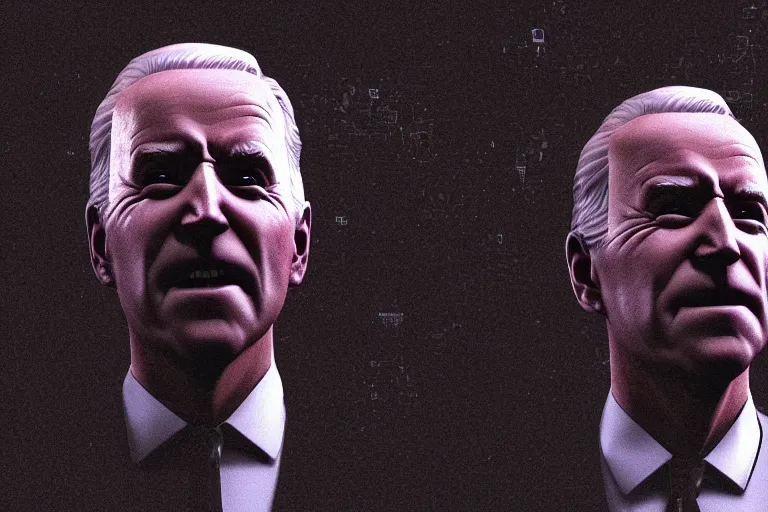 Prompt: creepy joe biden portrait stuck in the matrix, glitchy, buggy, playstation 1 graphics, low poly 3 d render, creepypasta, volumetric lighting, octane render, scary, award - winning, detailed, weird, close - up, featured on artstation, strange, off - putting, demonic, odd, atmospheric, ambient, spooky