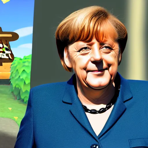 Prompt: angela merkel as a animal crossing character