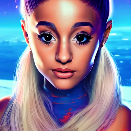 Prompt: A hyper real comic book style portait painting of Ariana Grande walking on the moon, unreal 5, hyperrealistic, octane render, cosplay, RPG portrait, dynamic lighting