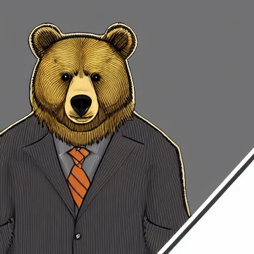 Prompt: digital art of a bear in a business suit