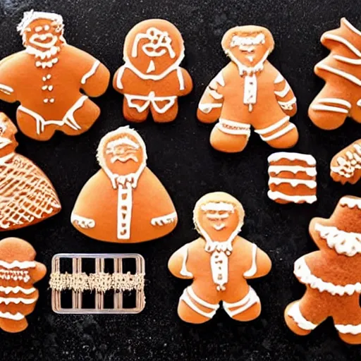 Prompt: baking gingerbreads with shape of donald trump, sharp detail, intricate detail, highly detailed