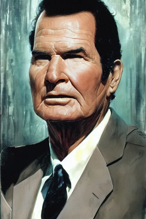 Image similar to James Garner portrait by Drew Struzan