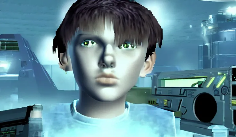 Prompt: Yung Lean in a cutscene from Perfect Dark, 2000, screenshot