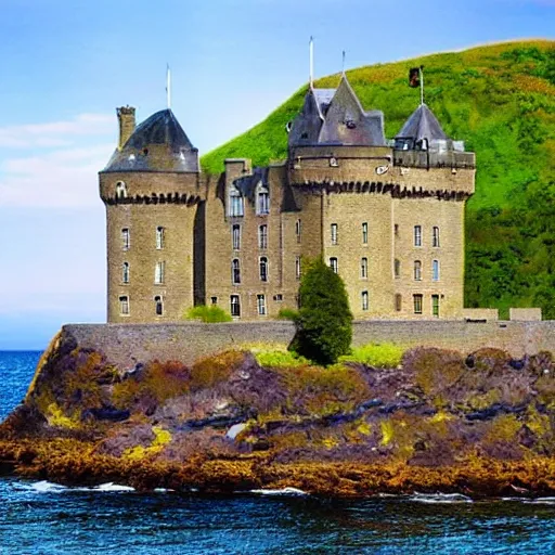 Image similar to beautiful watercolour irish castle overlooking the ocean