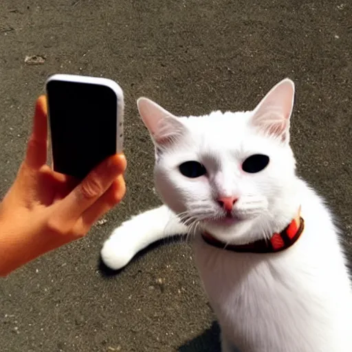 Image similar to cat taking the last selfie on earth