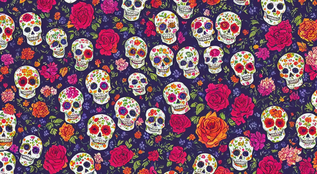 Prompt: dia de Los muertos, beautiful wallpaper