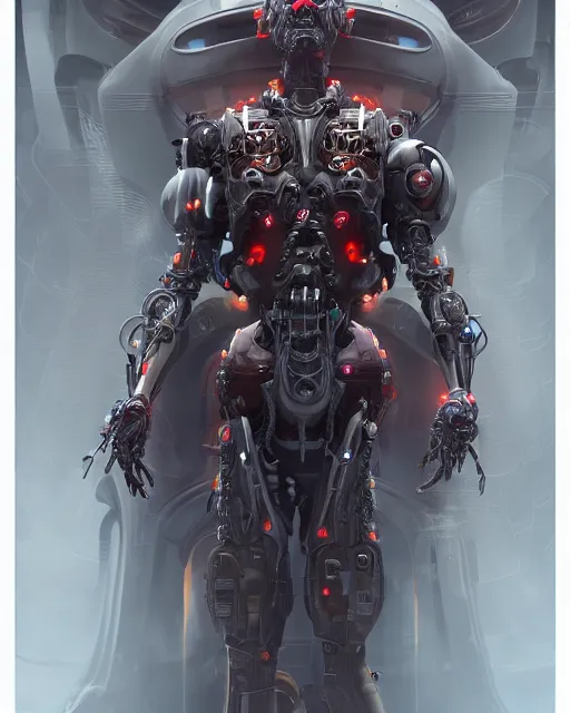 Image similar to benevolent cyborg necromancer, scifi, futuristic, highly detailed, trending on artstation, advanced technology, art by vitaly bulgarov and nivanh chanthara and lance wilkinson