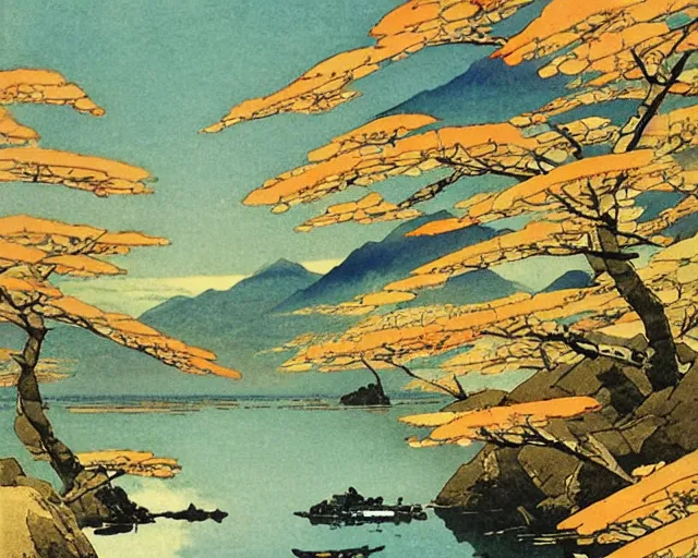 Image similar to artwork by hiroshi yoshida