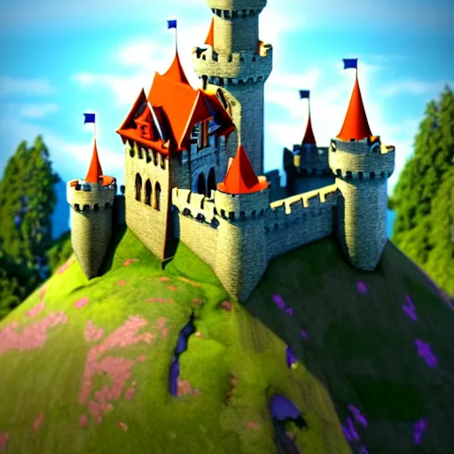 Image similar to Isometric 3D Fantasy Cute Castle, Smoth 3D Illustration, Whimscal!!, Cinematic Matte Painting, soft render, Daniil Kudriavtsev, handpaint texture, Blender, 3DCoat