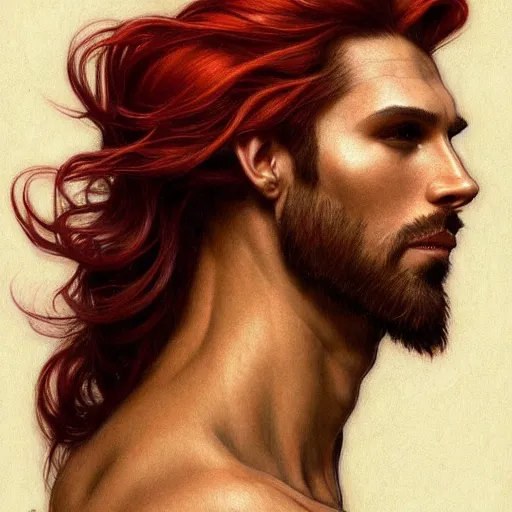 Prompt: portrait of a panther with a humanoid face, male, handsome, masculine, full body, red hair, long hair, soft hair, fantasy, intricate, elegant, highly detailed, suit, coffee shop, digital painting, artstation, concept art, character art, smooth, sharp focus, illustration, art by artgerm and greg rutkowski and alphonse mucha