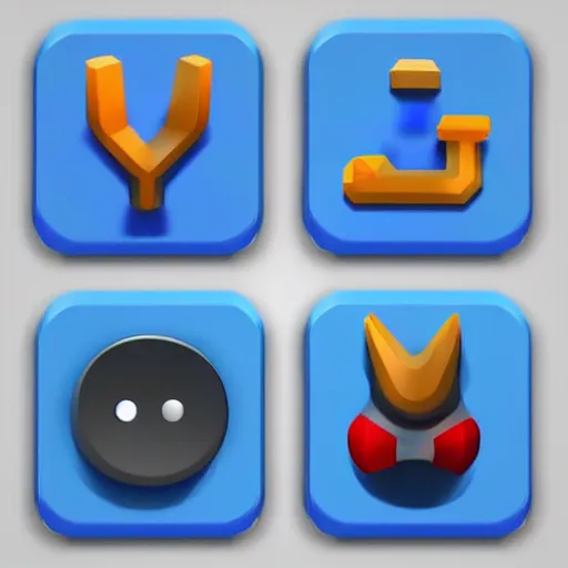 Image similar to cubby 3 d icons for mobile game, stylized, blue scheme,