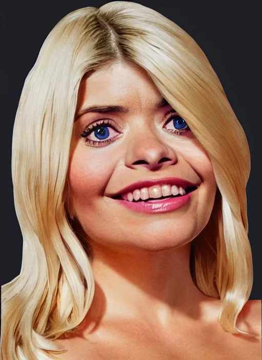 Image similar to holly Willoughby with the physique of a body builder, symmetrical facial features, hyper realistic, ultra detailed, cinematic, dynamic lighting, photorealistic, refined, intricate, digital art, digital painting, masterpiece, 8k