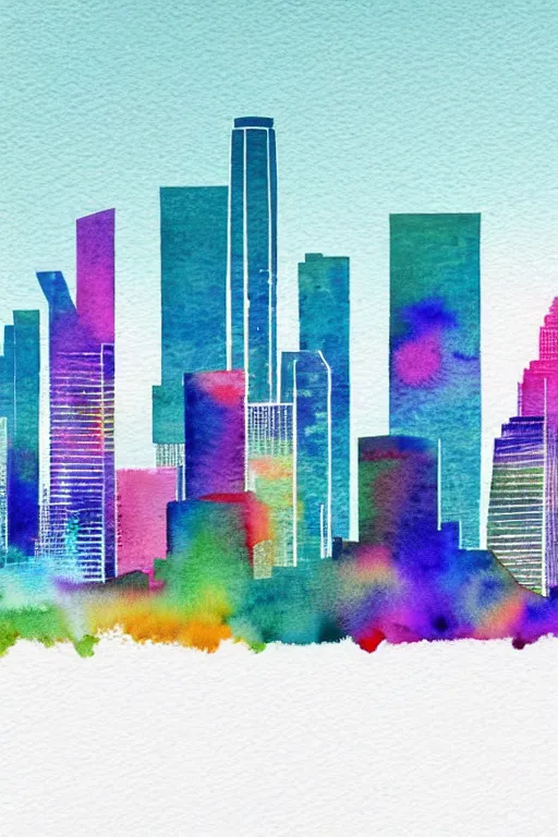 Prompt: minimalist watercolor art of los angeles skyline, illustration, vector art