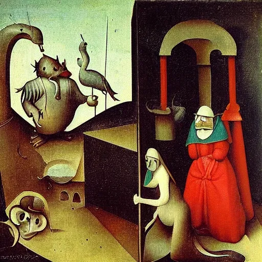 Prompt: Optical illusion painted by Hieronim Bosch. very detailed