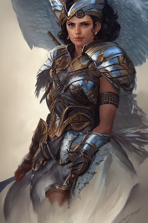 Image similar to amazon valkyrie athena, d & d, fantasy, portrait, highly detailed, headshot, digital painting, trending on artstation, concept art, sharp focus, illustration, art by artgerm and greg rutkowski and magali villeneuve