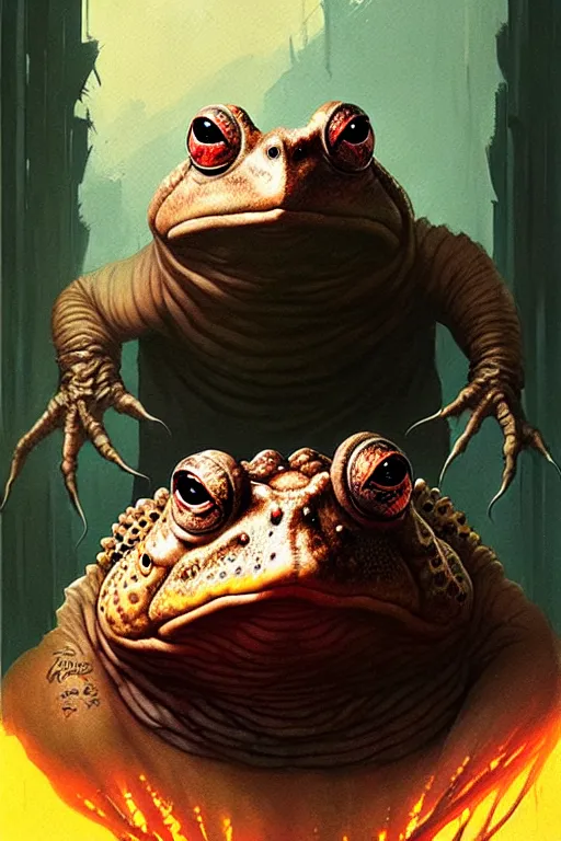 Prompt: greg rutkowski poster. giant gross toad