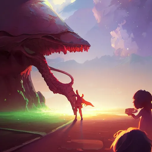 Image similar to hero world close encounters of the third kind, behance hd by jesper ejsing, by rhads, makoto shinkai and lois van baarle, ilya kuvshinov, rossdraws global illumination