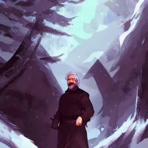 Prompt: George R.R. Martin as Jon Snow, ambient lighting, 4k, anime key visual, lois van baarle, ilya kuvshinov, rossdraws, artstation