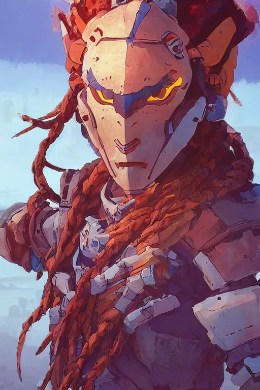 Image similar to combination suit armor aloy horizon forbidden west horizon zero dawn robot ninja mask helmet backpack tribal, art gta 5 comics, official fanart behance hd artstation by jesper ejsing, by rhads, makoto shinkai and lois van baarle, ilya kuvshinov, ossdraws radiating a glowing aura cgi rtx 2 0 2 2