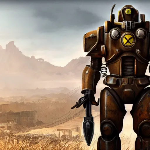 Image similar to fallout concept art power armor render ultra unreal engine 5