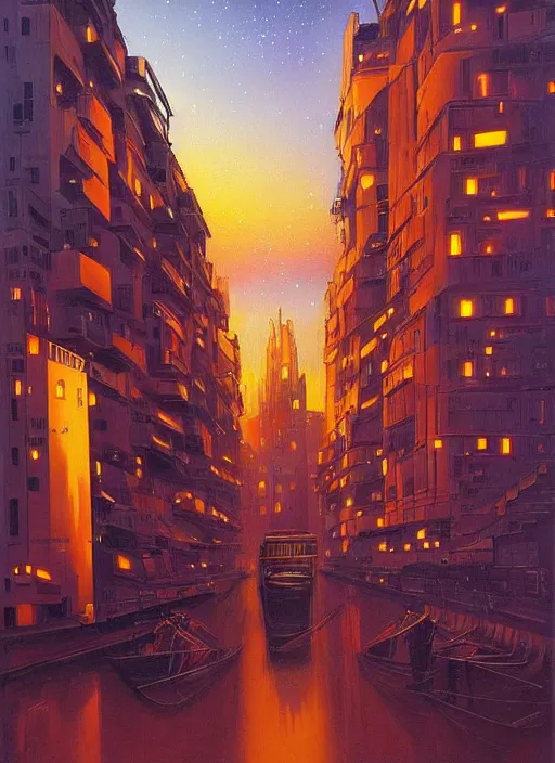 Image similar to ethereal starlit city at sunset, italian futurism, da vinci, Josan Gonzalez