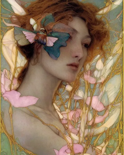 Prompt: a beautiful fairy, by Edgar Maxence and Ross Tran and Michael Whelan and Gustav Klimpt