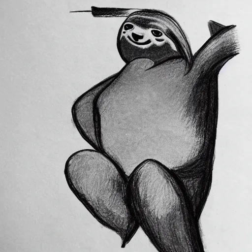 Image similar to sloth stoned af, noir animation, drawing, contrast shadows