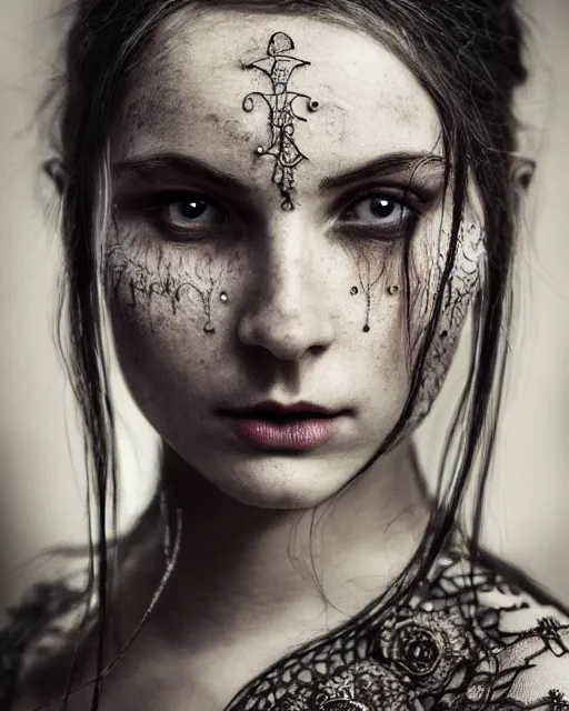 Prompt: Photo of nordic girl, face, dark fantasy, intricate, elegant, highly detailed, artstation, concept art, smooth, sharp focus, XF IQ4, 150MP, 50mm, f/1.4, ISO 200, 1/160s, natural light, Adobe Photoshop, Adobe Lightroom, DxO Photolab, polarizing filter, Sense of Depth, AI enhanced, HDR, art by artgerm and greg rutkowski and alphonse mucha