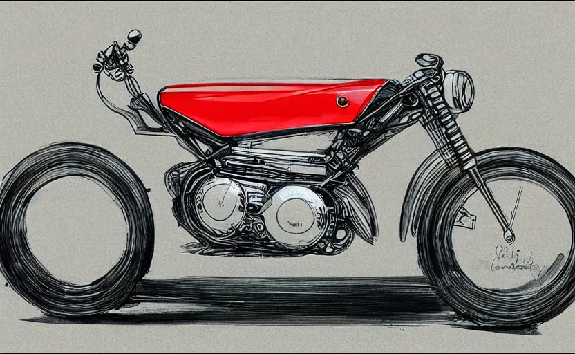 Image similar to 1 9 7 0 s yamaha retro motorcycle concept, sketch, art,