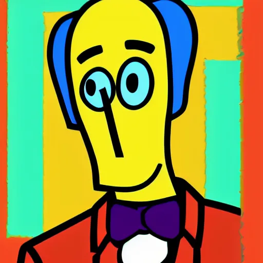 Image similar to handsome squidward, male portrait, colorful, pop art style