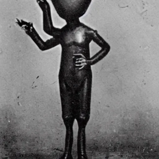 Image similar to daguerrotype of the first alien sighting in 1 9 0 0