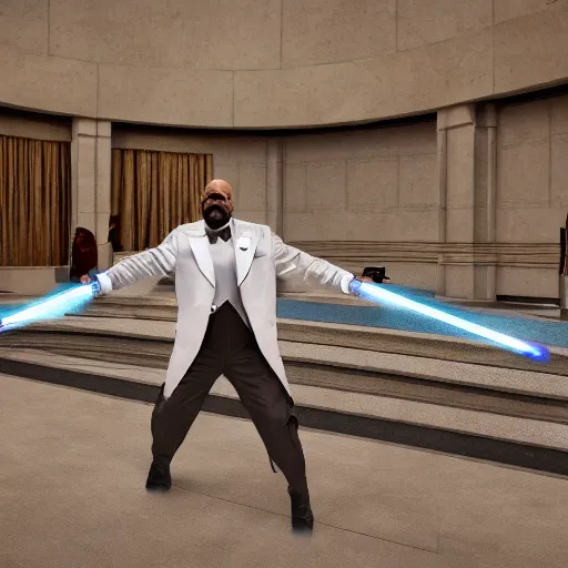 Image similar to steve harvey as a jedi, beautiful dynamic lighting, cinematic, extremely high detail, photo realistic, cinematic lighting, 8 k