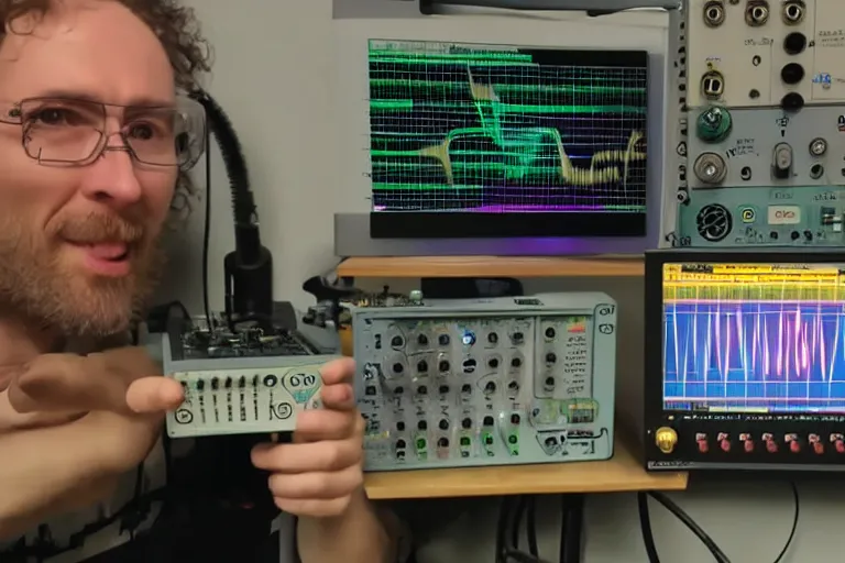 Image similar to an oscilloscope shaking a sound wave, wiggling a weasel, a stoat sinusoid spectacle : the wiggle and the wave - the wiggle is the wave!