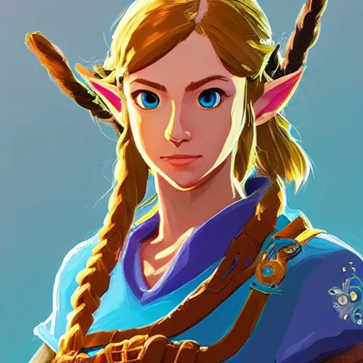 Prompt: Portrait of Zelda, Breath of the Wild, cell shading, studio lightning, bright colors, intricate, masterpiece, photorealistic, hiperrealistic, sharp focus, high contrast, Artstation HQ, 4k UHD, Unreal Engine 5
