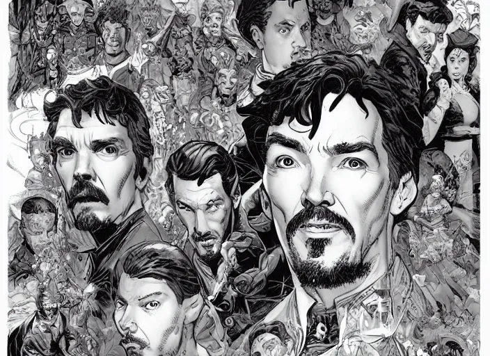 Image similar to a highly detailed comic portrait of stephen strange, james gurney, james jean