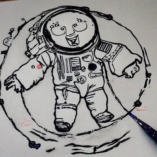 Prompt: children's artwork of the moon landing, detailed